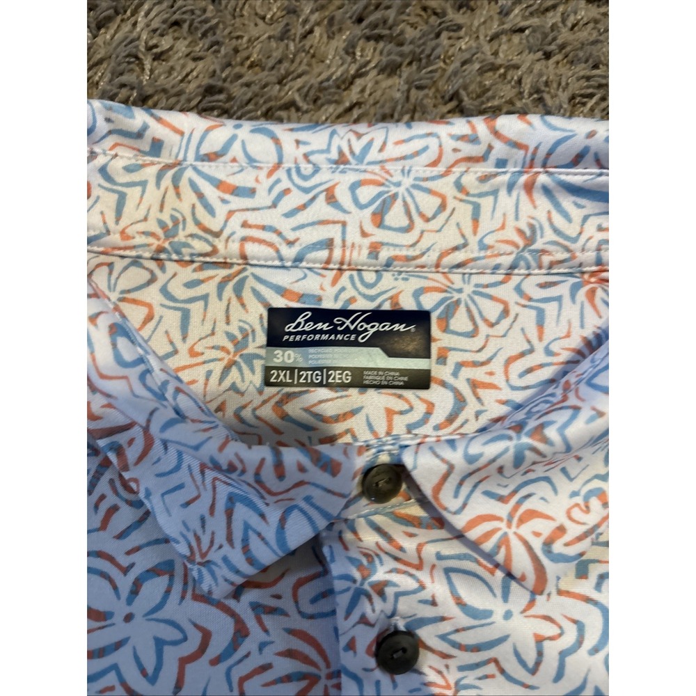 Ben Hogan Men's Multi-Color Hibiscus Print Golf Polo Shirt Size 2XL XXL - Picture 3 of 4